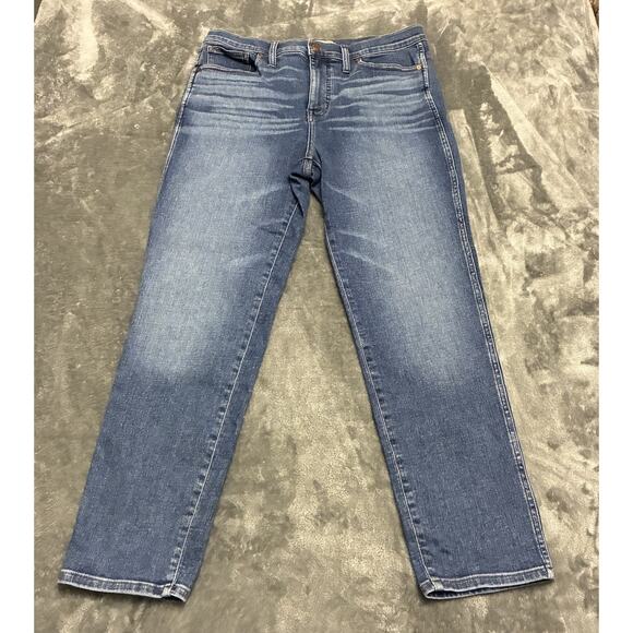Madewell Stovepipe Jeans Womens 31 Blue Straight Ankle Medium Wash Denim Pants - Picture 2 of 11